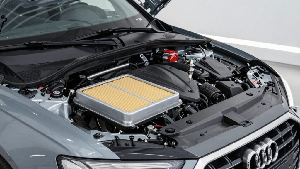 Audi car with high-quality engine parts.